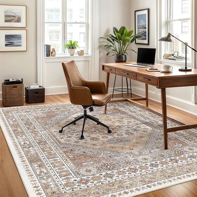 6x9 Area Rugs for Living Room Vintage Washable Rug, Non-Slip Backing Large Area - Image 4