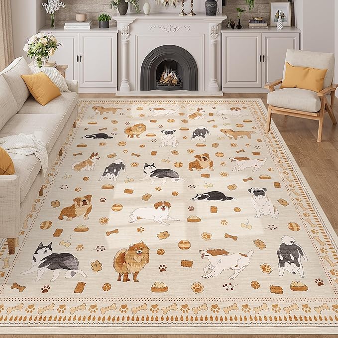 DUKINO 8x10 Area Rug, Washable Dog Rugs by DUKINO