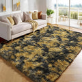 Black and Yellow Bedroom Rugs 4x6 Ft, Fluffy Modern Living Room Area Rug | by PAGISOFE