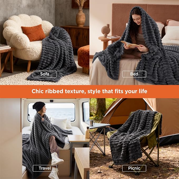 Bedsure Soft Grey Throw Blanket - Image 4