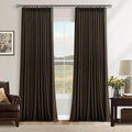 Dark Brown Pleated Double Layer Thick Linen Curtains 90 Inches Long | by Twodrapes
