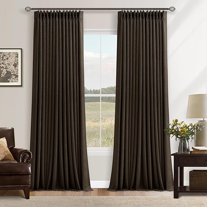Pleat Chocolate Brown Curtains 108 Inches Long 2 Panels Set by Twodrapes