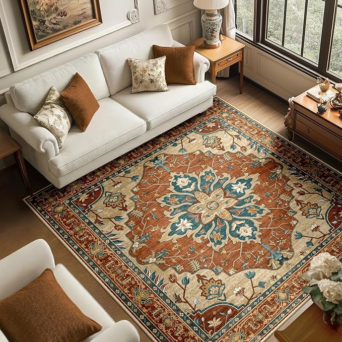 RELEANY Washable Area Rug, Square 6'x6', Water Repellent, Pet Friendly by RELEANY