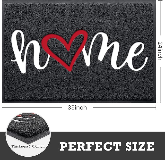 Black Door Mat Welcome Mats Outdoor Indoor Doormat - Image 3