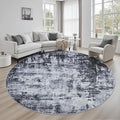 Round Area Rug Living Room: 6 ft Modern Washable Carpet Dark | by FXRHLP
