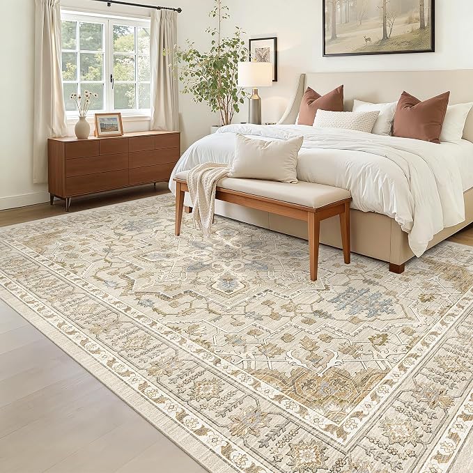 Madane 6x9 Area Rugs for Living Room, Vintage Washable Rug, Dining Bedroom And - Image 3