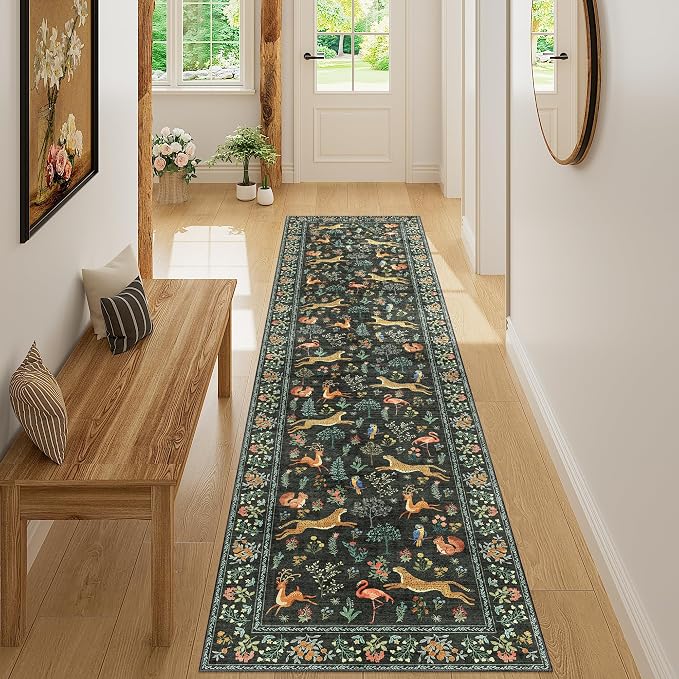 DUKINO 2x8 Washable Runner Rug, Non Slip Animal Kitchen Runner Rug, Low Pile - Image 5
