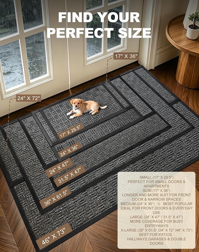 Front Door Mat Outdoor Entrance, 29.5" x 17" Heavy Duty Welcome Mat - Image 3