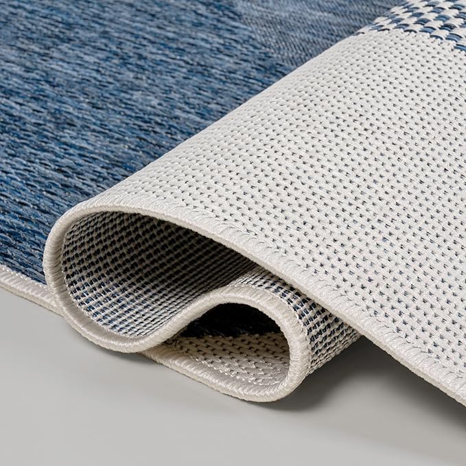 JONATHAN Y Geometric Organic Shapes Indoor Outdoor Area Rug 4X6 Cream/Navy, Zia Modern for Backyard, Patio, Porch, Easy-Cleaning, High Traffic, Pet-Friendly, Non-Shedding (TSN306B-4)