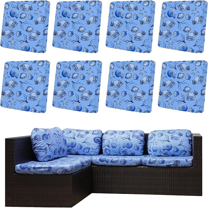 8Pcs Outdoor Cushion Covers, Elastic Patio Cushion Covers | Washable, by dreahoteztil