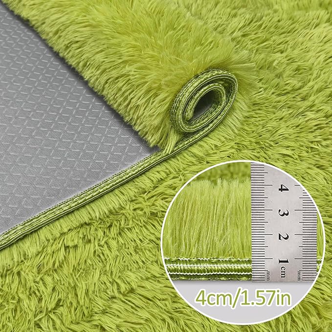 Green Runner Rug for Bedroom Green 2x5ft Fluffy Area Rug Bedside Runner Rug for - Image 5