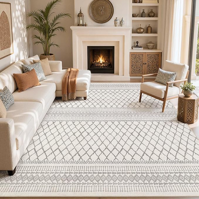 cotiled Boho 10x12 Area Rug for Living Room: Large Moroccan Washable Rug | by COTILED