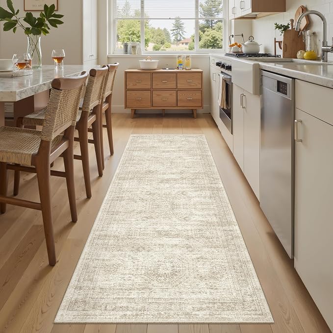Soalmost Runner Rug 2x6 Washable Kitchen Hallway Runners Non-Slip Beige | Soft by Soalmost