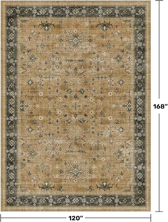 Vintage Taupe and Sage 10x14 Living Room Rug, Oriental Large Area Rug - Image 2