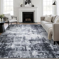 10x14 Area Rug Living Room: Modern Washable Soft Carpet Dark Black | by FXRHLP
