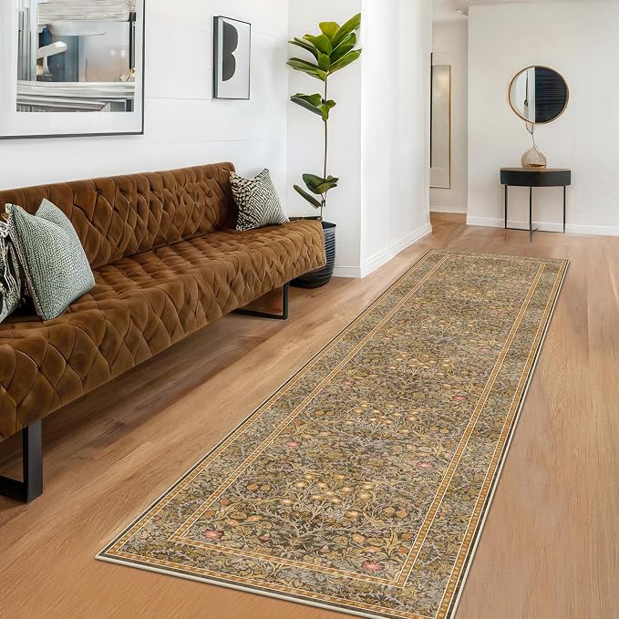 Non Slip 2x10 Gold Brown Hallway Runner - 10ft Long Runner Rugs - Image 3