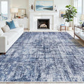 8x10 Washable Area Rug for Living Room Bedroom: Non-Slip Modern Navy Blue | by Oriannal