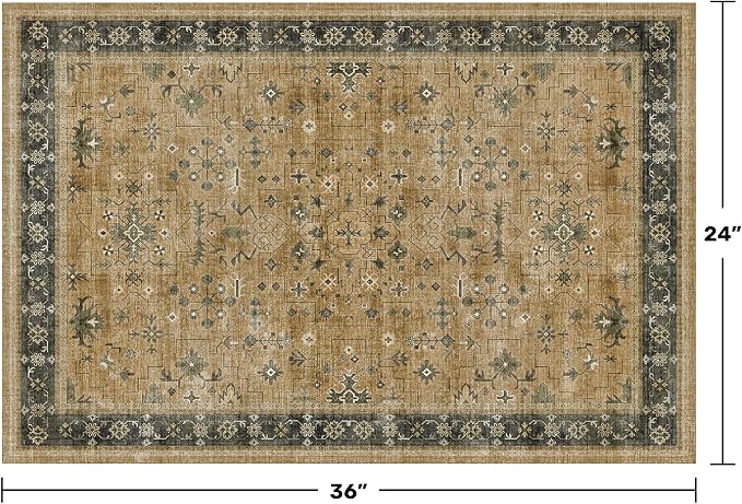 Washable 2x3 Entry Rug Front Door Indoor, Bohemian Kitchen Floor Rug, Non-Slip - Image 2