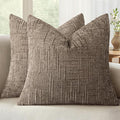 MIULEE Chenille Textured Throw Pillow Covers Taupe Grey 20x20 Set of 2 | Slubby by MIULEE