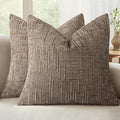 MIULEE Chenille Textured Euro Pillow Covers Taupe Grey 24x24 Set of 2 | Slubby by MIULEE