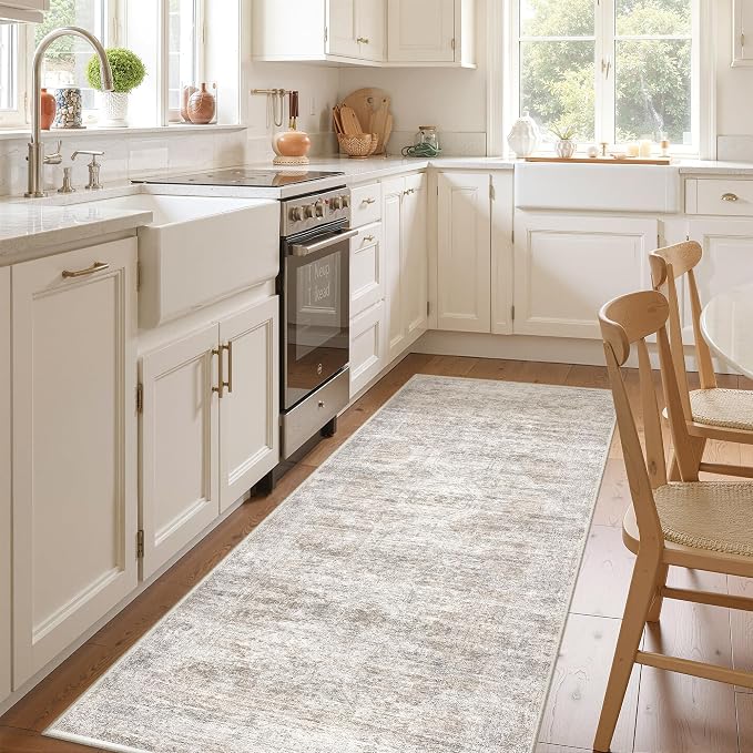 3x8 Runner Rug Non Slip, Washable Hallway Runner Rug, Taupe | Neutral Rugs - Image 4