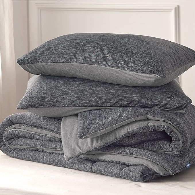Bedsure Full Comforter Set - Cooling and Warm Bed Set, Dark Grey Reversible Bedding for All Season, 3 Pieces, 1 Full Size Comforter (82"x88") and 2 Pillow Cases (20"x26")