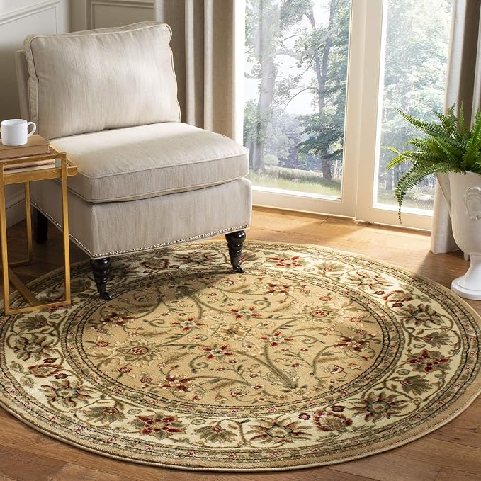 SAFAVIEH Lyndhurst Collection 8' Round Beige/Ivory LNH212D Traditional Oriental by Unknown
