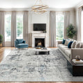 Soalmost Abstract Rug 8x10 Large Living Room Area Rugs Washable Gray/Blue | by Soalmost
