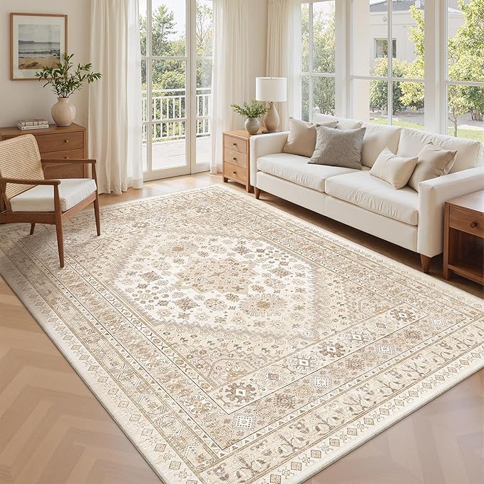 7x9 Area Rugs for Living Room, Large Washable Rug, Dining Room, Low Pile - Image 4
