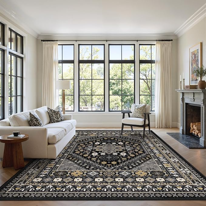 5x7 Area Rugs for Living Room, Large Washable Rug, Dining Room, Low Pile - Image 3