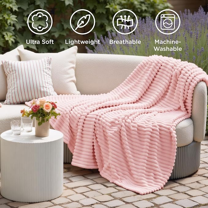 Bedsure Soft Coral Pink Throw Blanket - Image 5