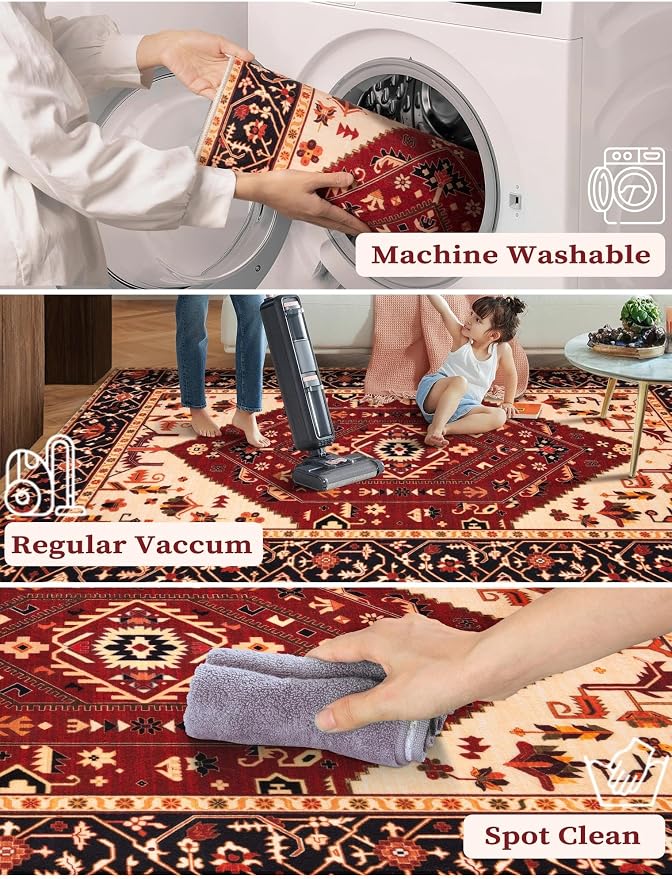 SERISSA 2'6"x14' Washable Non Slip Boho Runner Rug - Image 3