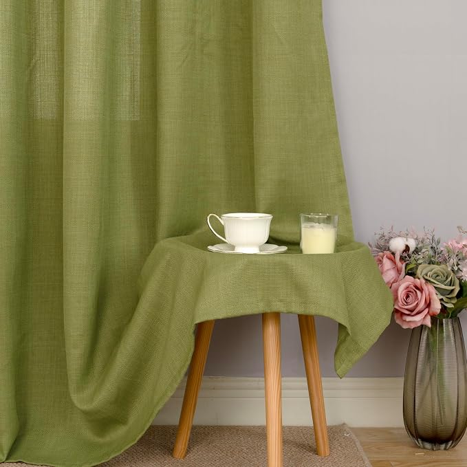 Moss Green Linen Curtains 72 inches Long - Image 8
