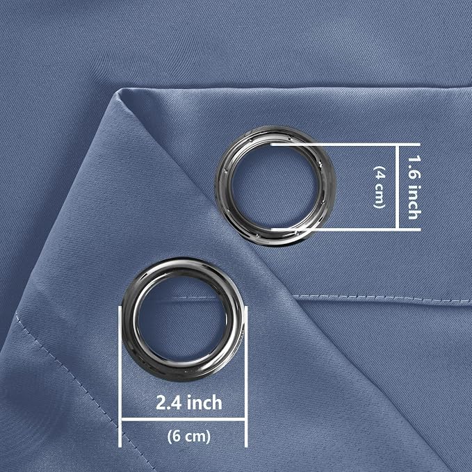 Blackout Curtains for Bedroom, 52 x 84 Inch Long Blue Haze 2 Panels | Thermal - Image 9