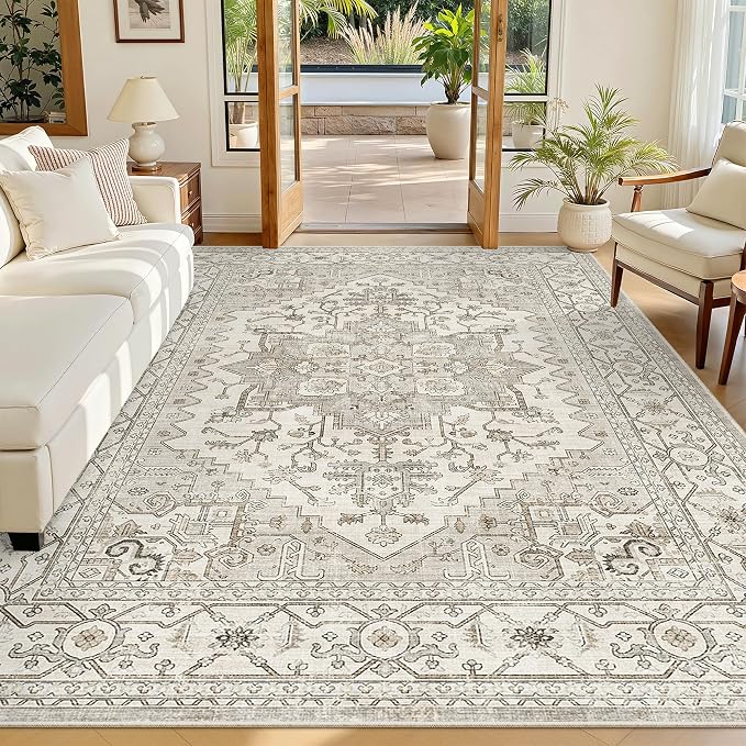 Madane 5x7 Area Rugs for Living Room, Non-Slip Washable Rug, Soft Low Pile by Madane