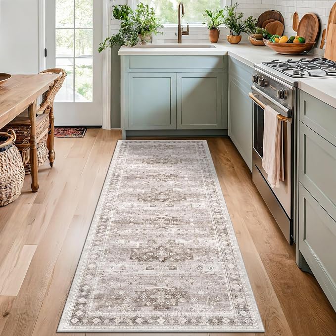 Boho 2x7 Long Runner, Neutral Farmhouse Hallway Rug, Small Throw Runners - Image 3