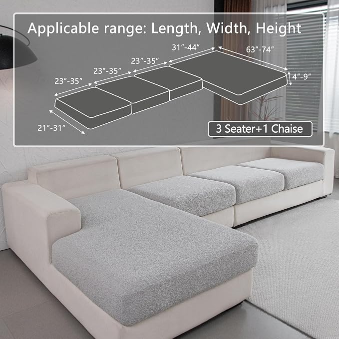 OHSIO Couch Cushion Covers for Sectional Sofa, Stretch Soft Sofa Slipcovers - Image 2