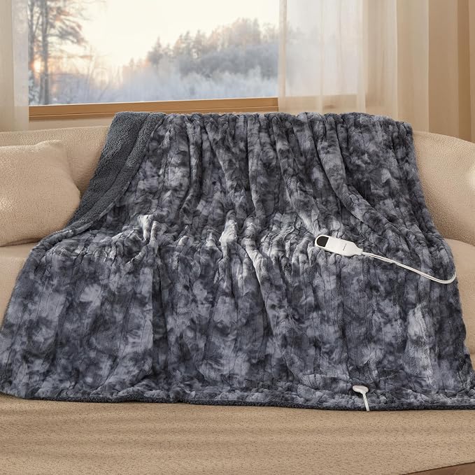 Bedsure Faux Fur Heated Blanket Twin Size, Fast Heating Electric Blanket Twin - Image 9