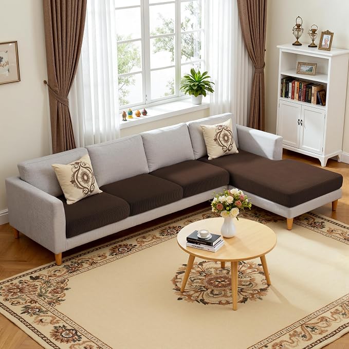 Hokway Chaise Cover and Couch Cushion Covers Set, Separate Sectional Sofa by Hokway