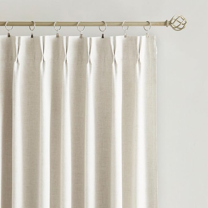 Vision Home Natural Pinch Pleated Full Blackout Curtains Linen Blended Room - Image 8