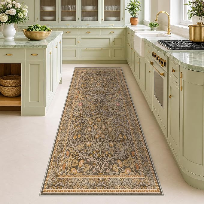 Non Slip 2x7 Gold Brown Runner Rugs - Image 8