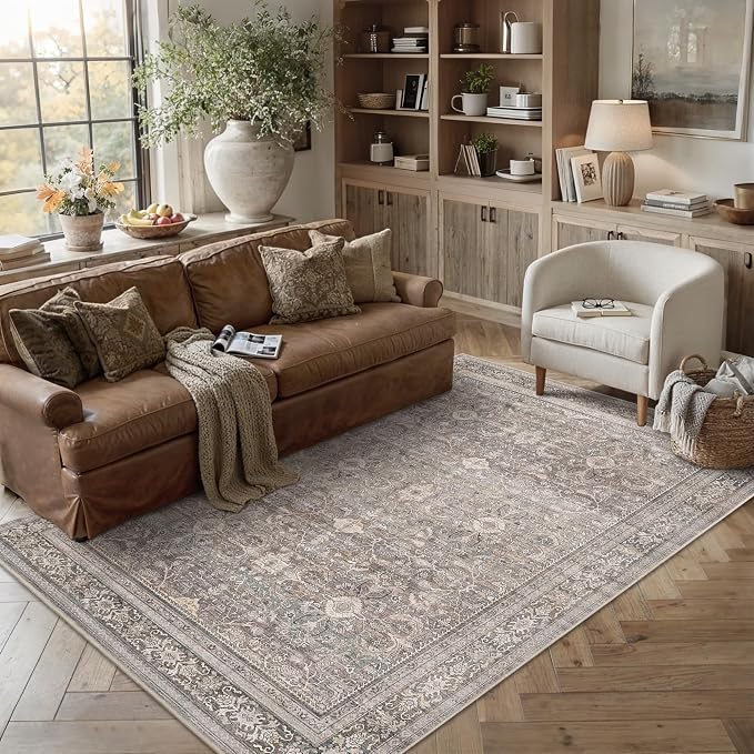 Schweek 6x9 Area Rug Washable Neutral Rug Non Slip by Schweek
