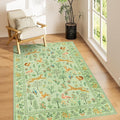 DUKINO 4x6 Area Rug, Non Slip Animal Washable Living Room Rug, Light Green | by DUKINO