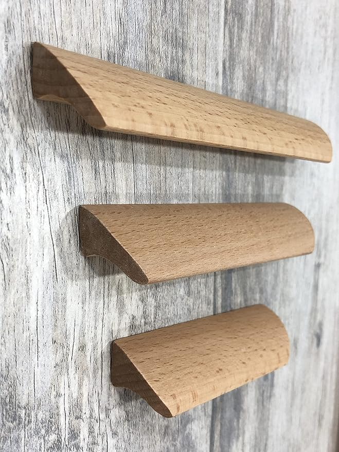 2Pcs Unfinished Wood Solid Furniture Pulls Handles,Unfinished Unpainted Paintable Wooden Handles Cupboard Closet Drawer Handle Pull,Length 6.1",Hole Dis.5.04"