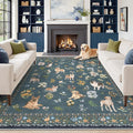 Soalmost Dog 9x12 Area Rugs for Living Room, Washable Soft Rug Navy Blue | by Soalmost