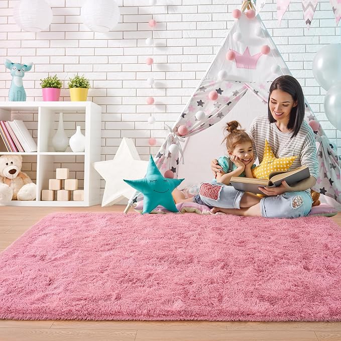 8x10 Extra Large Blush Fluffy Soft Area Rug Non-Slip - Image 6