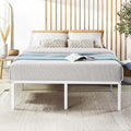Best Price Mattress 16 Inch Metal Platform Bed Frame, Heavy Duty Steel Slats, White, Full