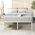 Best Price Mattress 18 Inch Metal Platform Bed Frame, Heavy Duty Steel Slats, White, Queen