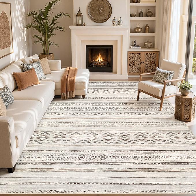 cotiled Boho 8x10 Area Rugs for Living Room: Large Moroccan Washable Rug | - Image 8