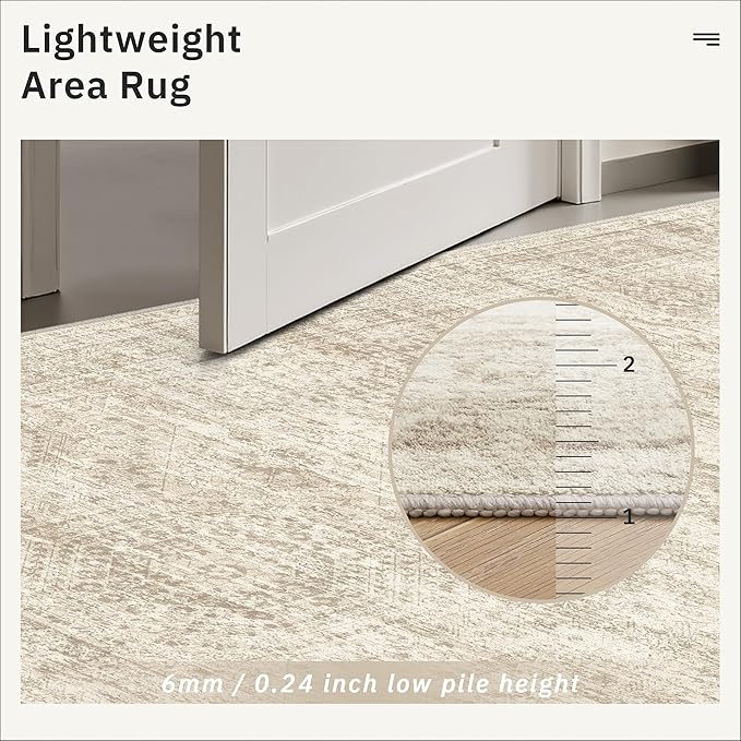 Soalmost 9x12 Area Rugs for Living Room Washable Rug Non-Slip Beige | Large - Image 8